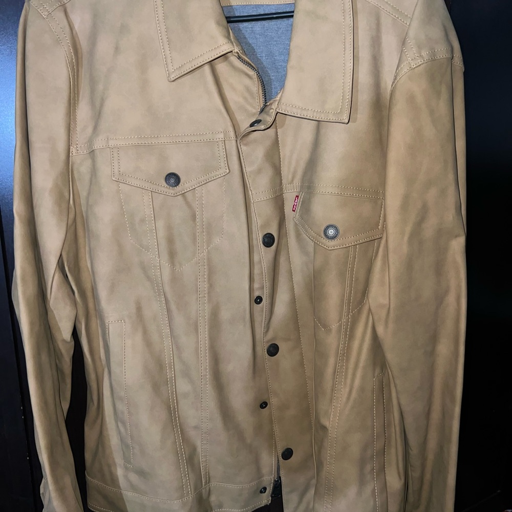 Men's Faux Suede Trucker Jacket
 Tan Jacket